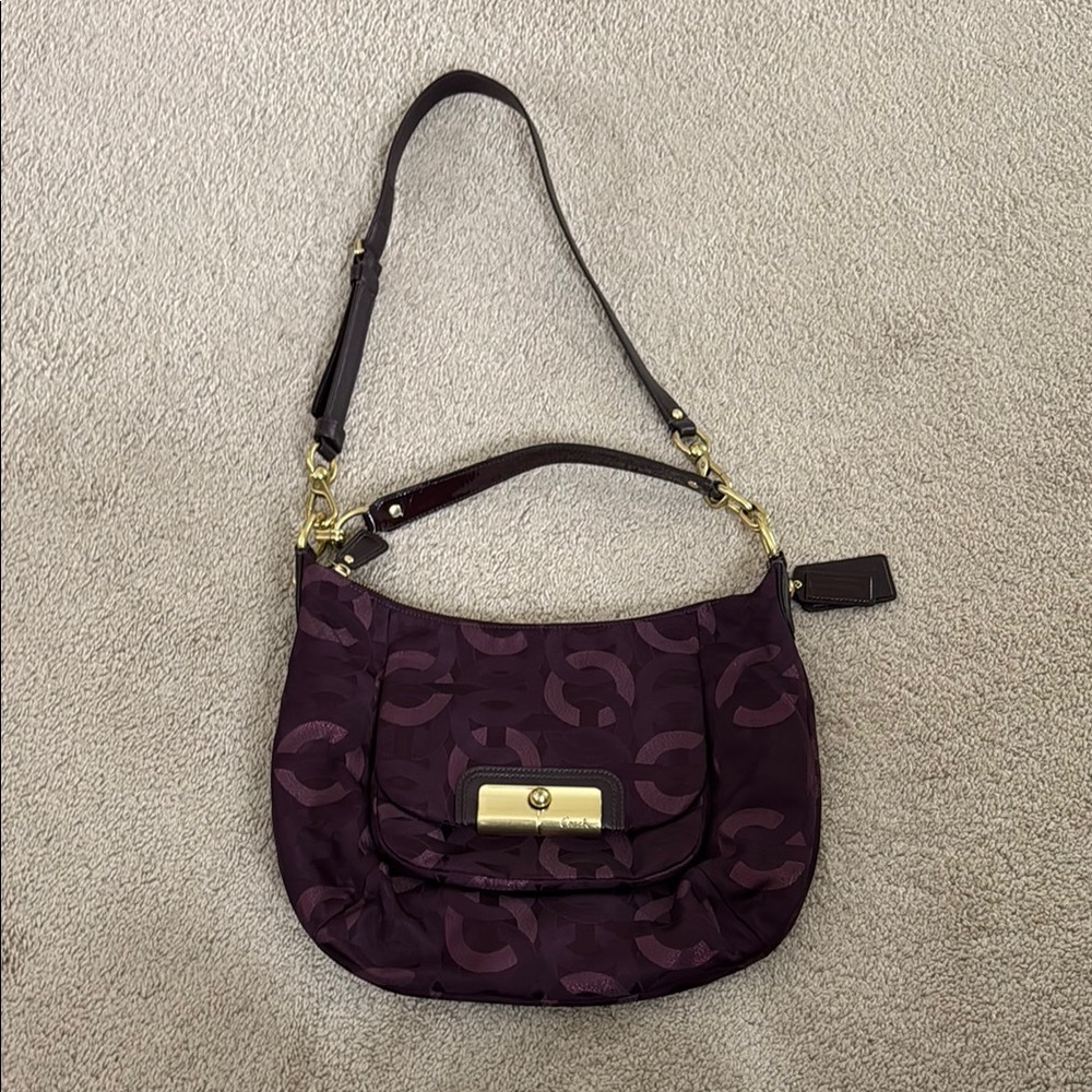 COACH Kristin Op Art Plum Bag
